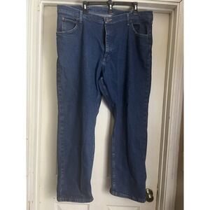 WRANGLER Mens Size 42x30 Blue Jeans Relaxed Fit Straight‎ Leg Durable Denim